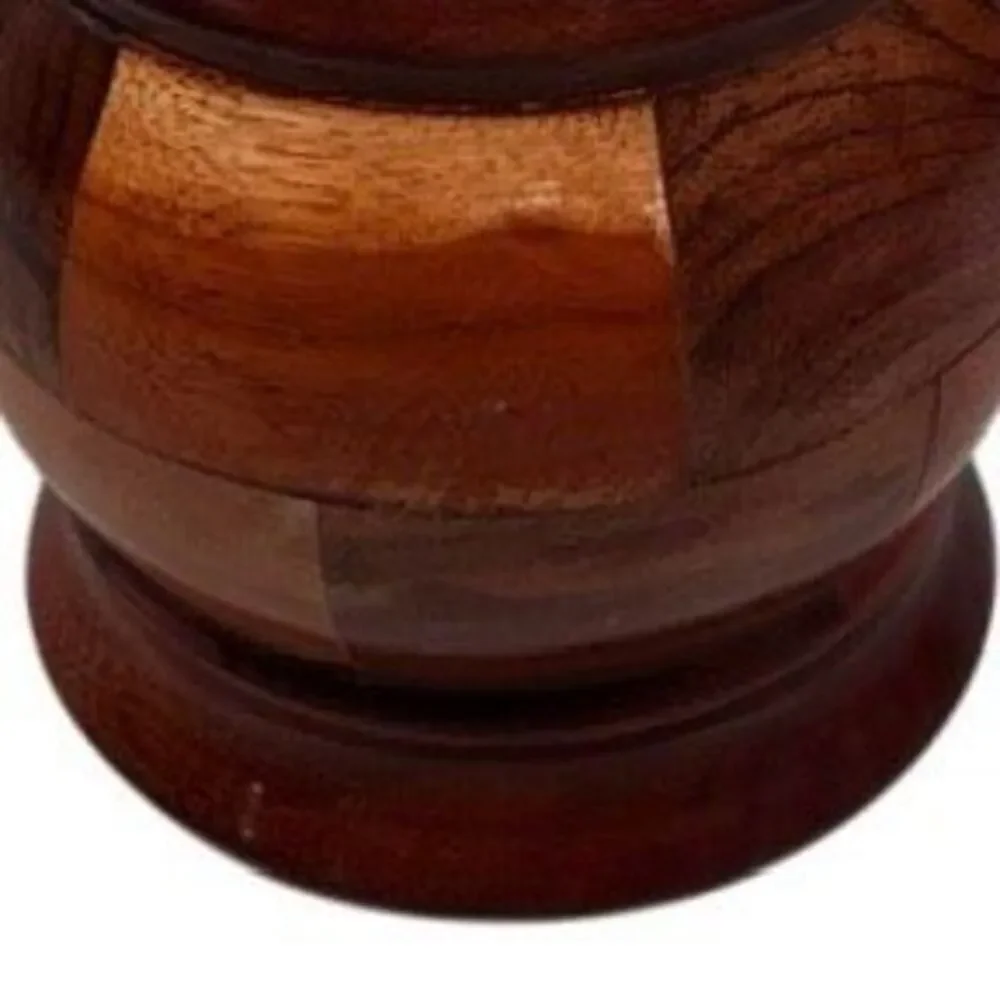 Vintage Multi Wood Mosaic Vase 8” Brown Hand Pieced Parquet Two-tone Segmented - Picture 8 of 11